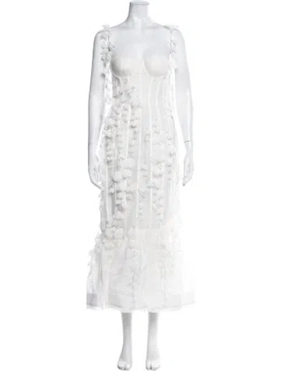 Pre-owned Zimmermann Linen Midi Length Dress In Neutrals