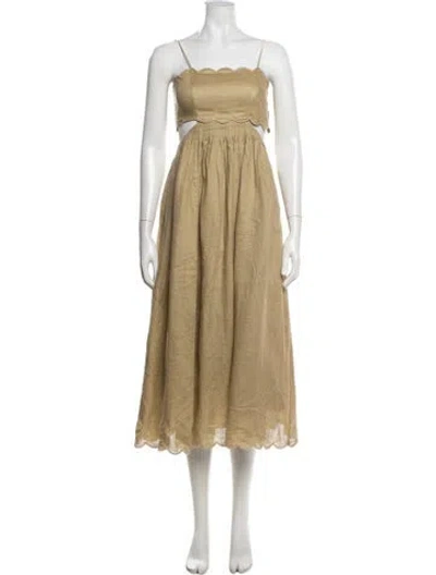 Pre-owned Zimmermann Linen Midi Length Dress In Neutrals