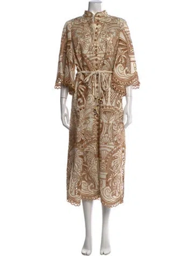 Pre-owned Zimmermann Linen Midi Length Dress In Neutrals
