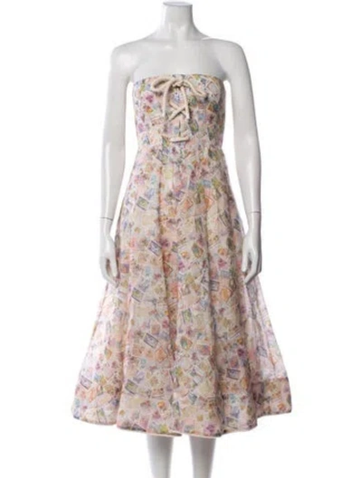Pre-owned Zimmermann Linen Midi Length Dress In Neutrals