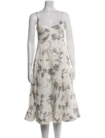 Pre-owned Zimmermann Linen Midi Length Dress In Neutrals