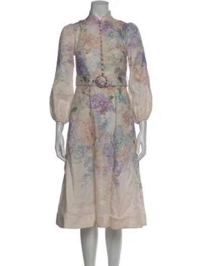 Pre-owned Zimmermann Linen Midi Length Dress In Neutrals