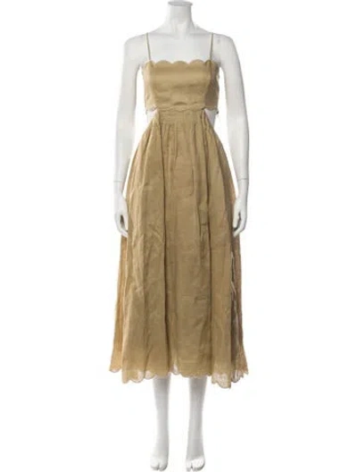 Pre-owned Zimmermann Linen Midi Length Dress In Neutrals