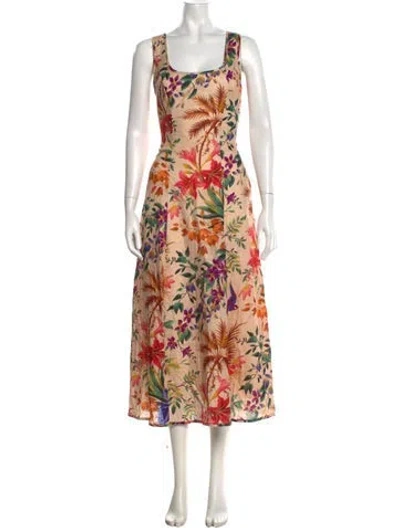 Pre-owned Zimmermann Linen Midi Length Dress In Neutrals