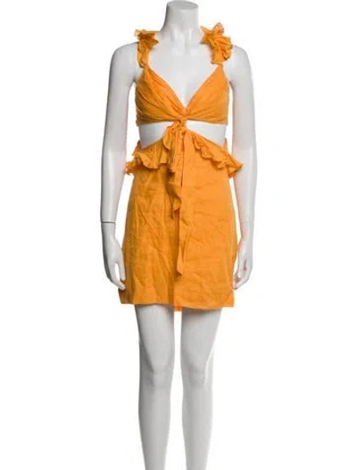Pre-owned Zimmermann Linen Midi Length Dress In Orange