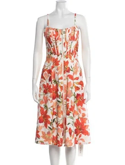 Pre-owned Zimmermann Linen Midi Length Dress In Orange