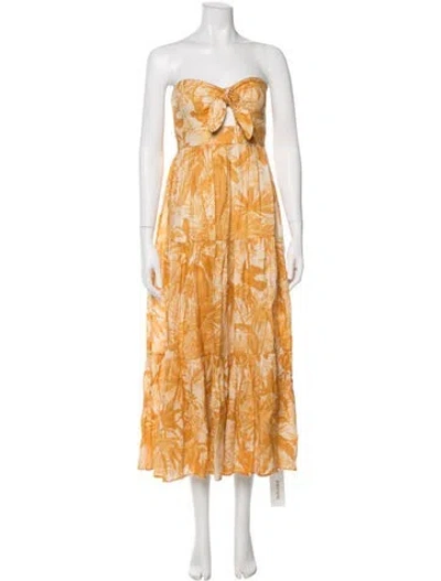 Pre-owned Zimmermann Linen Midi Length Dress In Orange