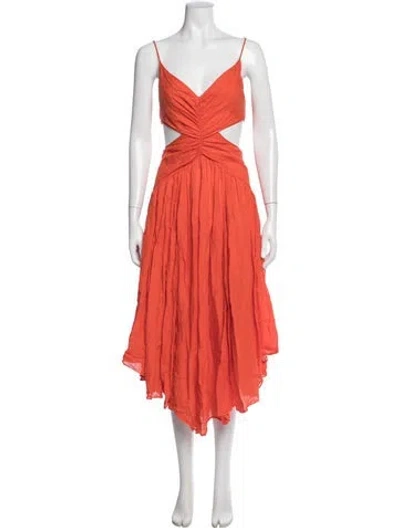 Pre-owned Zimmermann Linen Midi Length Dress In Orange