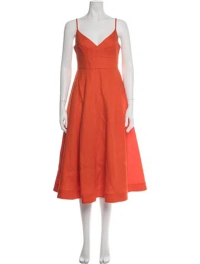 Pre-owned Zimmermann Linen Midi Length Dress In Orange