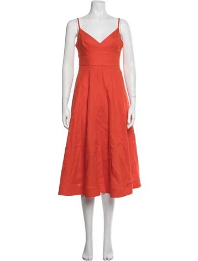 Pre-owned Zimmermann Linen Midi Length Dress In Orange