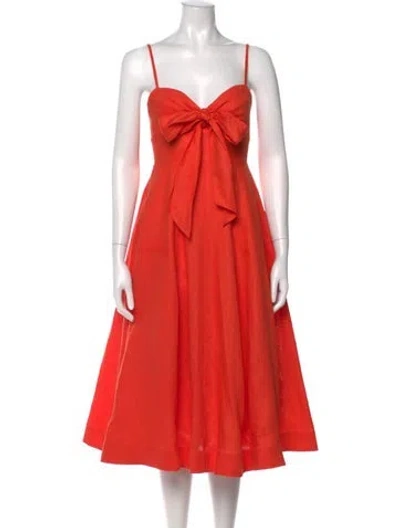 Pre-owned Zimmermann Linen Midi Length Dress In Orange