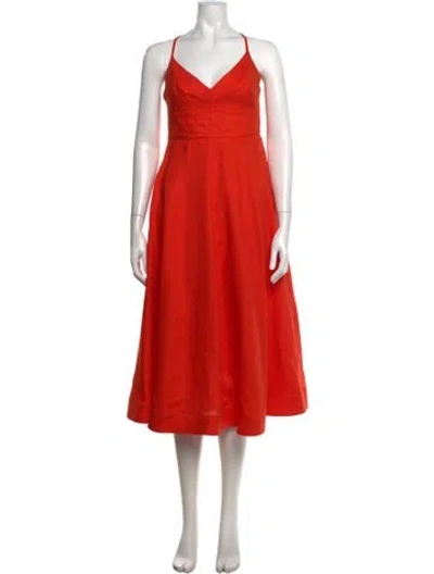Pre-owned Zimmermann Linen Midi Length Dress In Orange