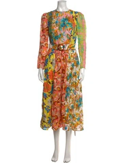 Pre-owned Zimmermann Linen Midi Length Dress In Orange