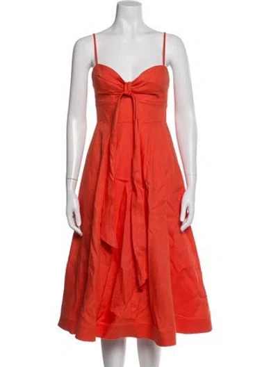 Pre-owned Zimmermann Linen Midi Length Dress In Orange