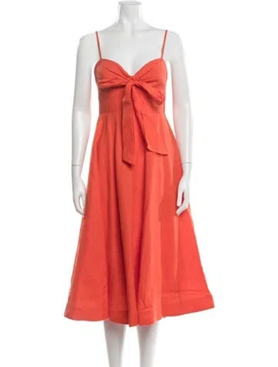 Pre-owned Zimmermann Linen Midi Length Dress In Orange