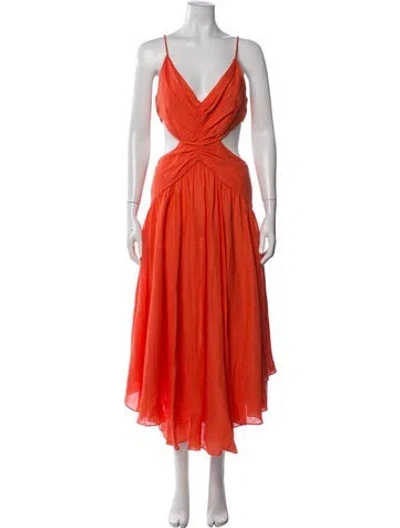 Pre-owned Zimmermann Linen Midi Length Dress In Orange