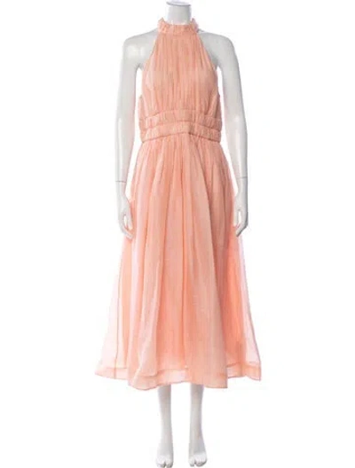Pre-owned Zimmermann Linen Midi Length Dress In Orange