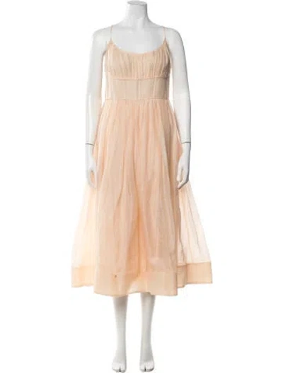 Pre-owned Zimmermann Linen Midi Length Dress In Orange