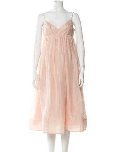 Pre-owned Zimmermann Linen Midi Length Dress In Pink