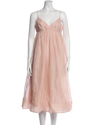 Pre-owned Zimmermann Linen Midi Length Dress In Pink