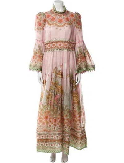 Pre-owned Zimmermann Linen Midi Length Dress In Pink