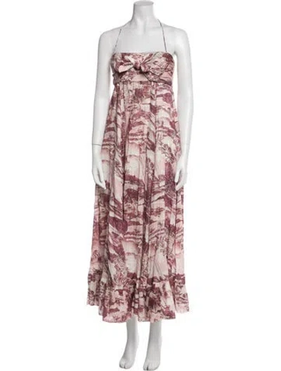 Pre-owned Zimmermann Linen Midi Length Dress In Pink
