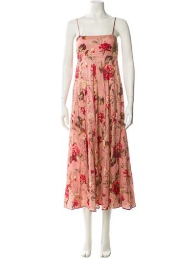 Pre-owned Zimmermann Linen Midi Length Dress In Pink