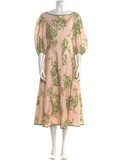 Pre-owned Zimmermann Linen Midi Length Dress In Pink