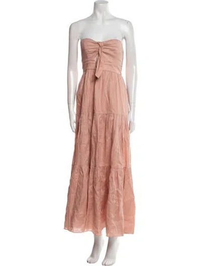 Pre-owned Zimmermann Linen Midi Length Dress In Pink