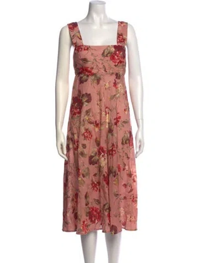 Pre-owned Zimmermann Linen Midi Length Dress In Pink