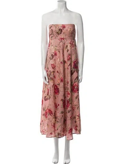Pre-owned Zimmermann Linen Midi Length Dress In Pink