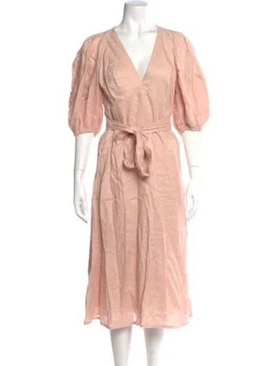 Pre-owned Zimmermann Linen Midi Length Dress In Pink