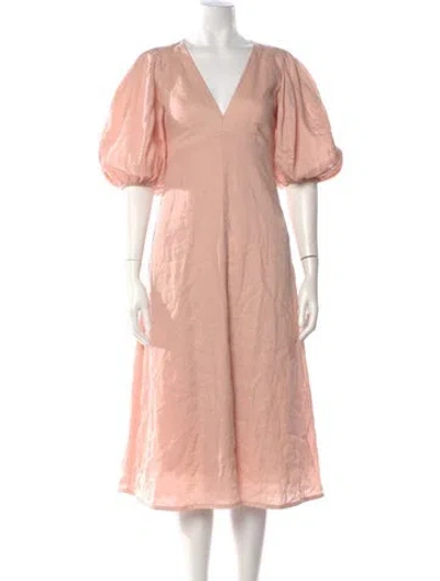 Pre-owned Zimmermann Linen Midi Length Dress In Pink