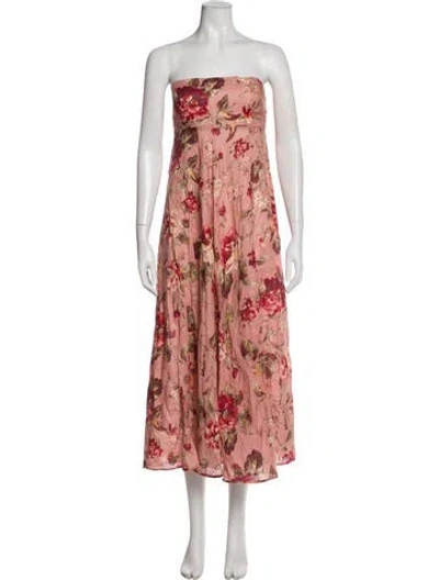 Pre-owned Zimmermann Linen Midi Length Dress In Pink
