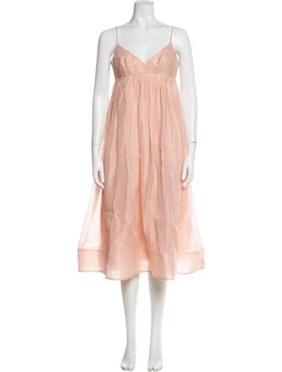 Pre-owned Zimmermann Linen Midi Length Dress In Pink
