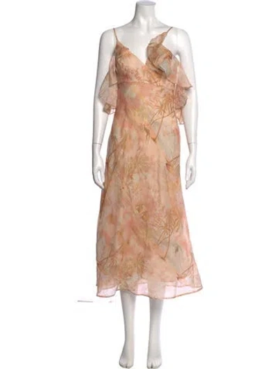 Pre-owned Zimmermann Linen Midi Length Dress In Pink
