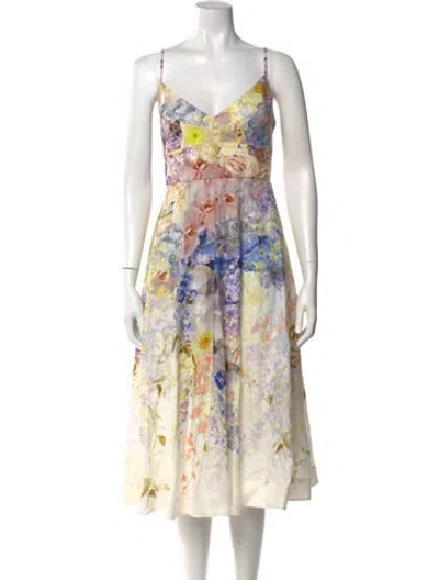 Pre-owned Zimmermann Linen Midi Length Dress In Pink