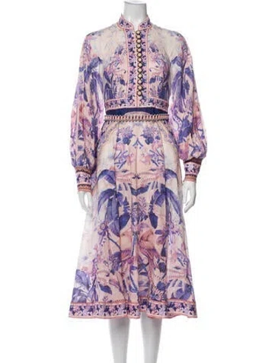 Pre-owned Zimmermann Linen Midi Length Dress In Pink