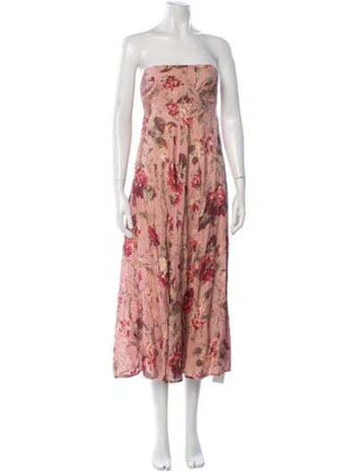Pre-owned Zimmermann Linen Midi Length Dress In Pink