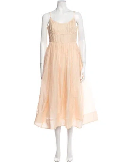 Pre-owned Zimmermann Linen Midi Length Dress In Pink