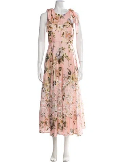 Pre-owned Zimmermann Linen Midi Length Dress In Pink