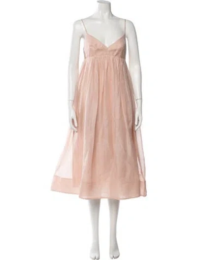 Pre-owned Zimmermann Linen Midi Length Dress In Pink