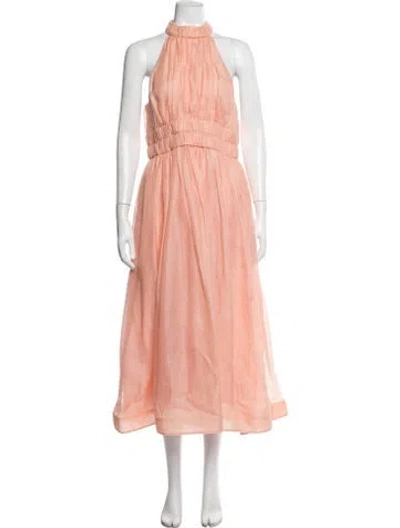 Pre-owned Zimmermann Linen Midi Length Dress In Pink