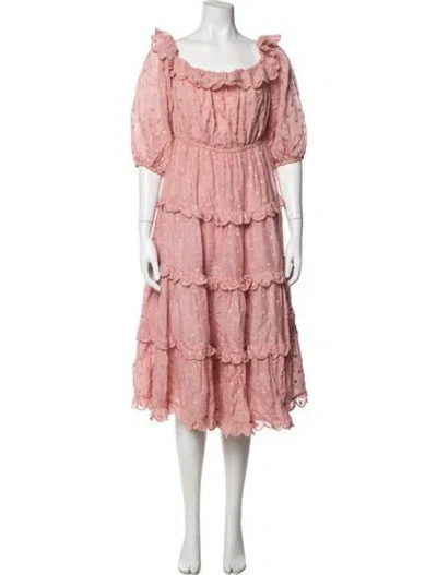 Pre-owned Zimmermann Linen Midi Length Dress In Pink