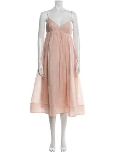 Pre-owned Zimmermann Linen Midi Length Dress In Pink