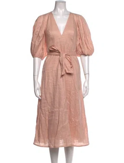 Pre-owned Zimmermann Linen Midi Length Dress In Pink