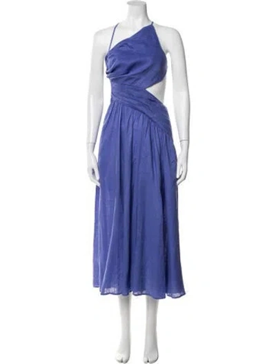 Pre-owned Zimmermann Linen Midi Length Dress In Purple