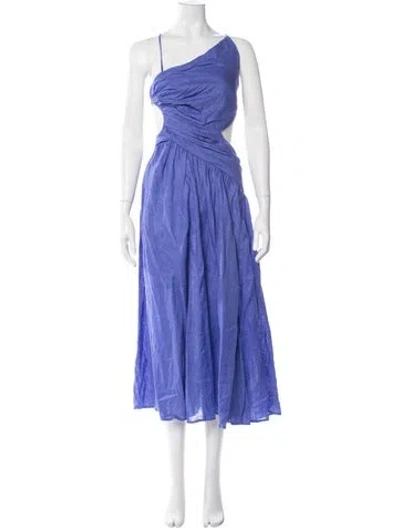 Pre-owned Zimmermann Linen Midi Length Dress In Purple
