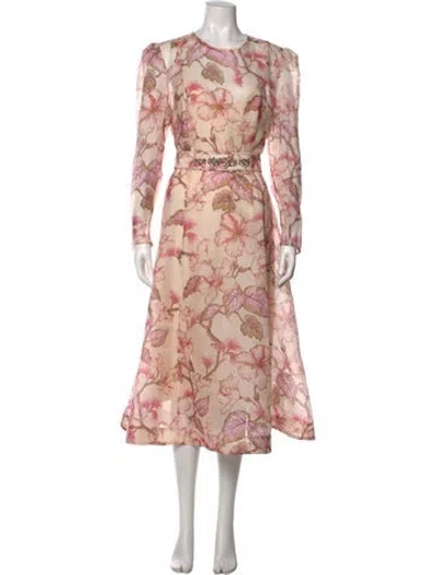 Pre-owned Zimmermann Linen Midi Length Dress In Purple
