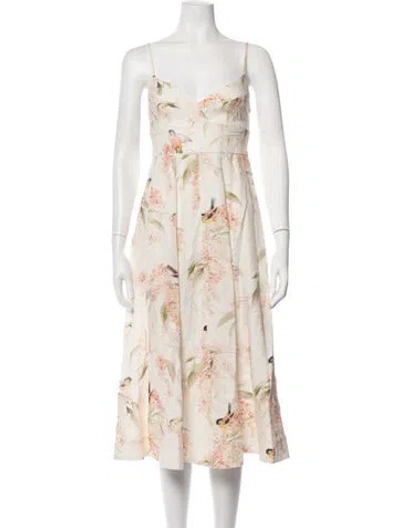Pre-owned Zimmermann Linen Midi Length Dress In Purple/yellow